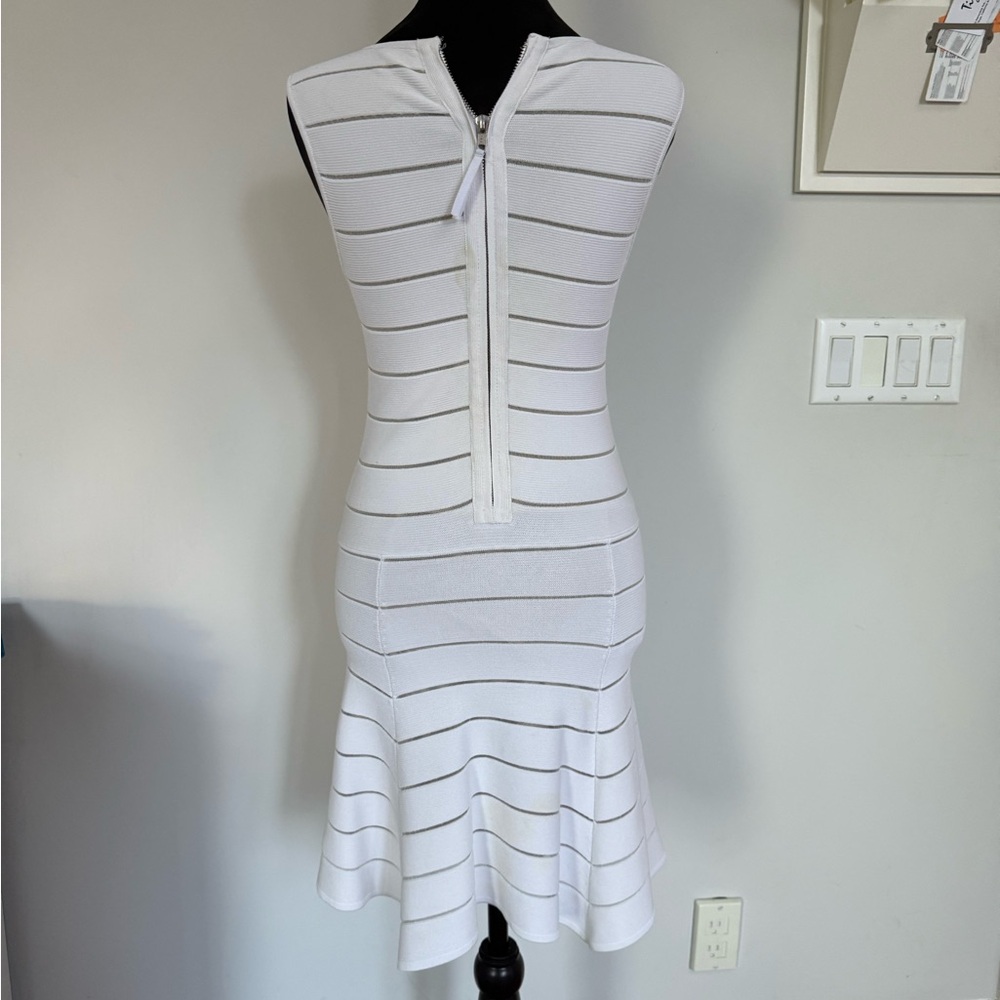 Torn by Ronny Kobo White and Gray Striped Mini Dress
